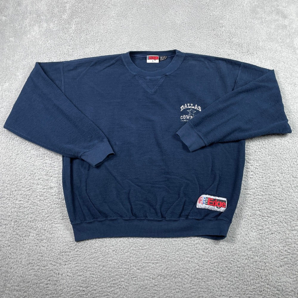 Vintage Dallas Cowboys Sweatshirt Mens Large Navy Blue 1995 Fleece NFL The Edge